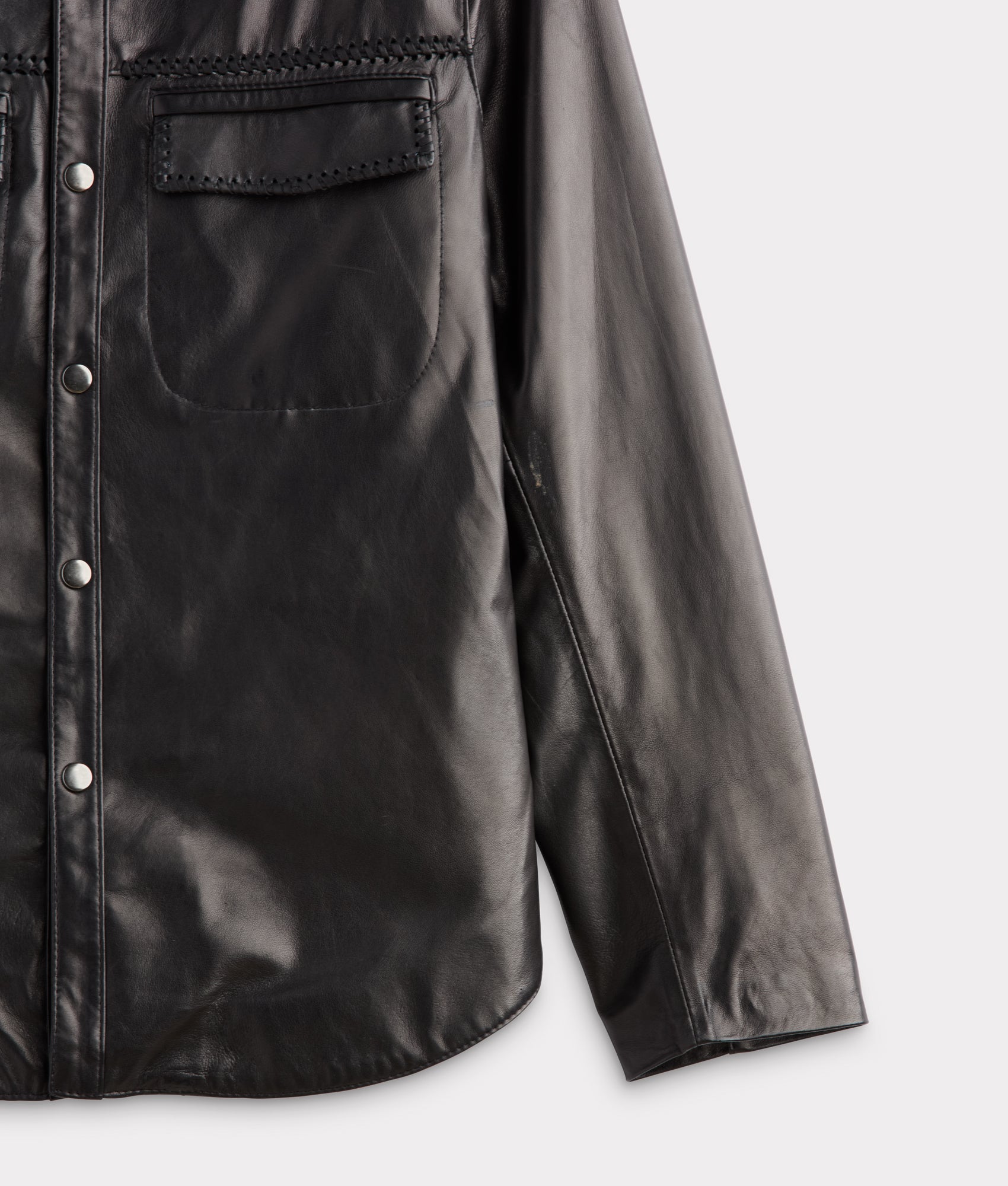 Clint Leather Shacket :: Black - Image 8