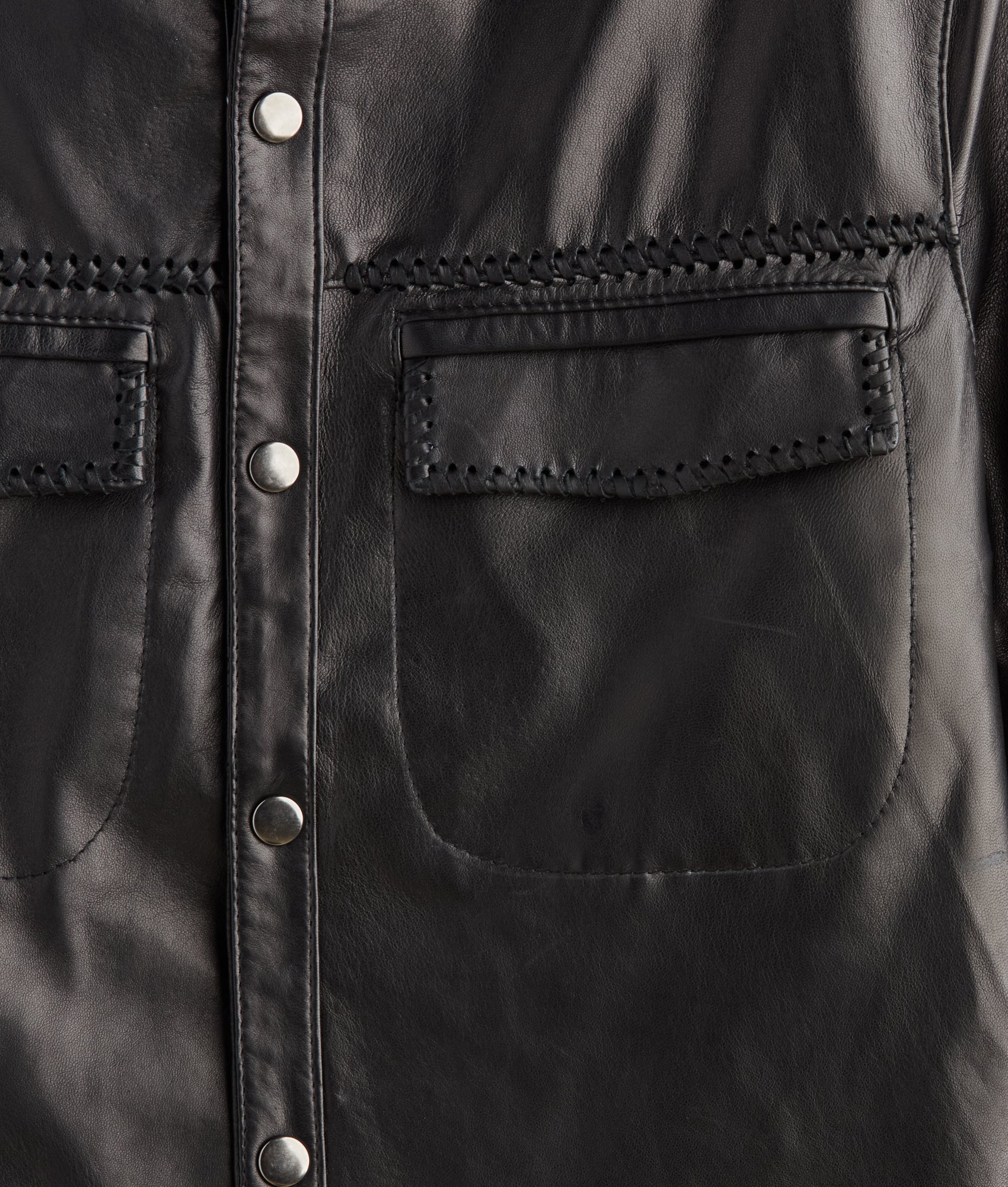 Clint Leather Shacket :: Black - Image 9