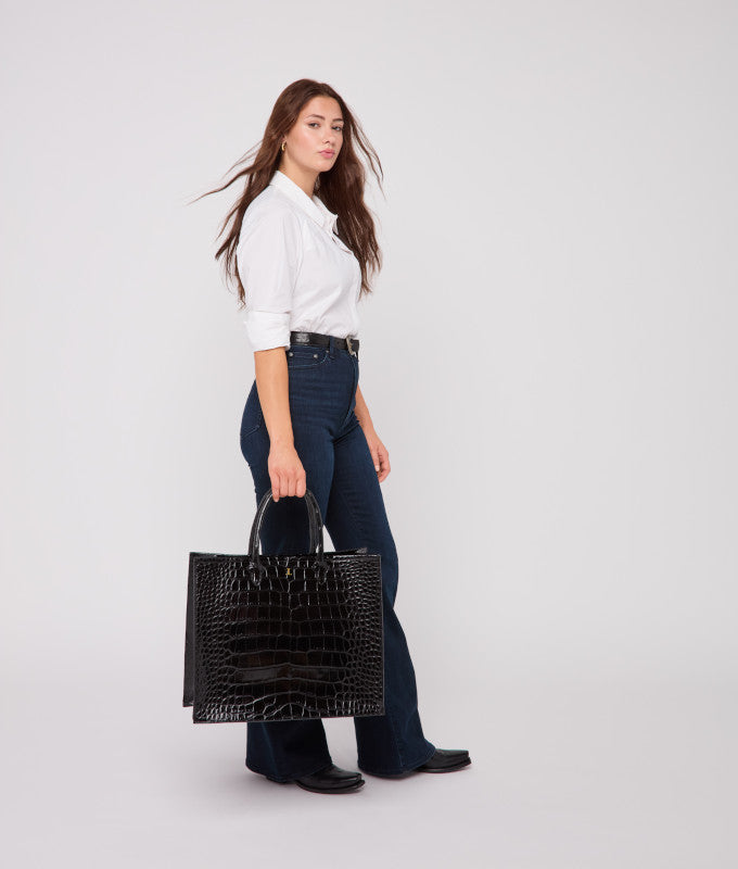 Large Alice Exotic Book Tote :: Black - Image 5