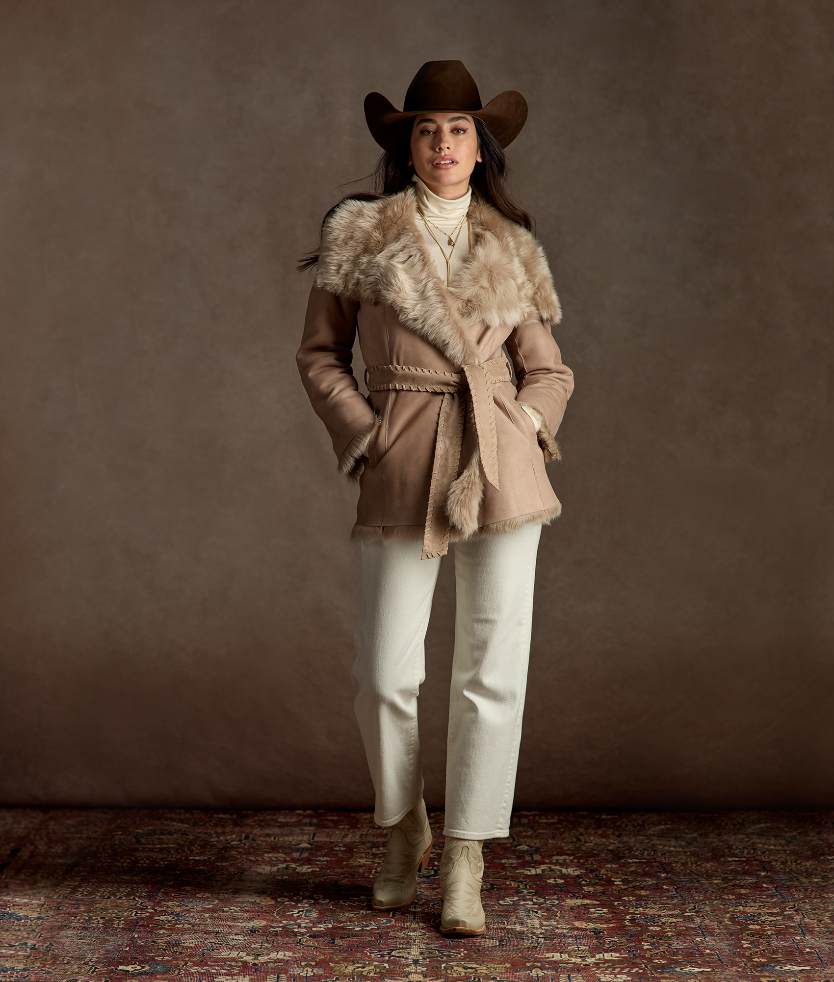 Skye Shearling Coat :: Grey - Image 2