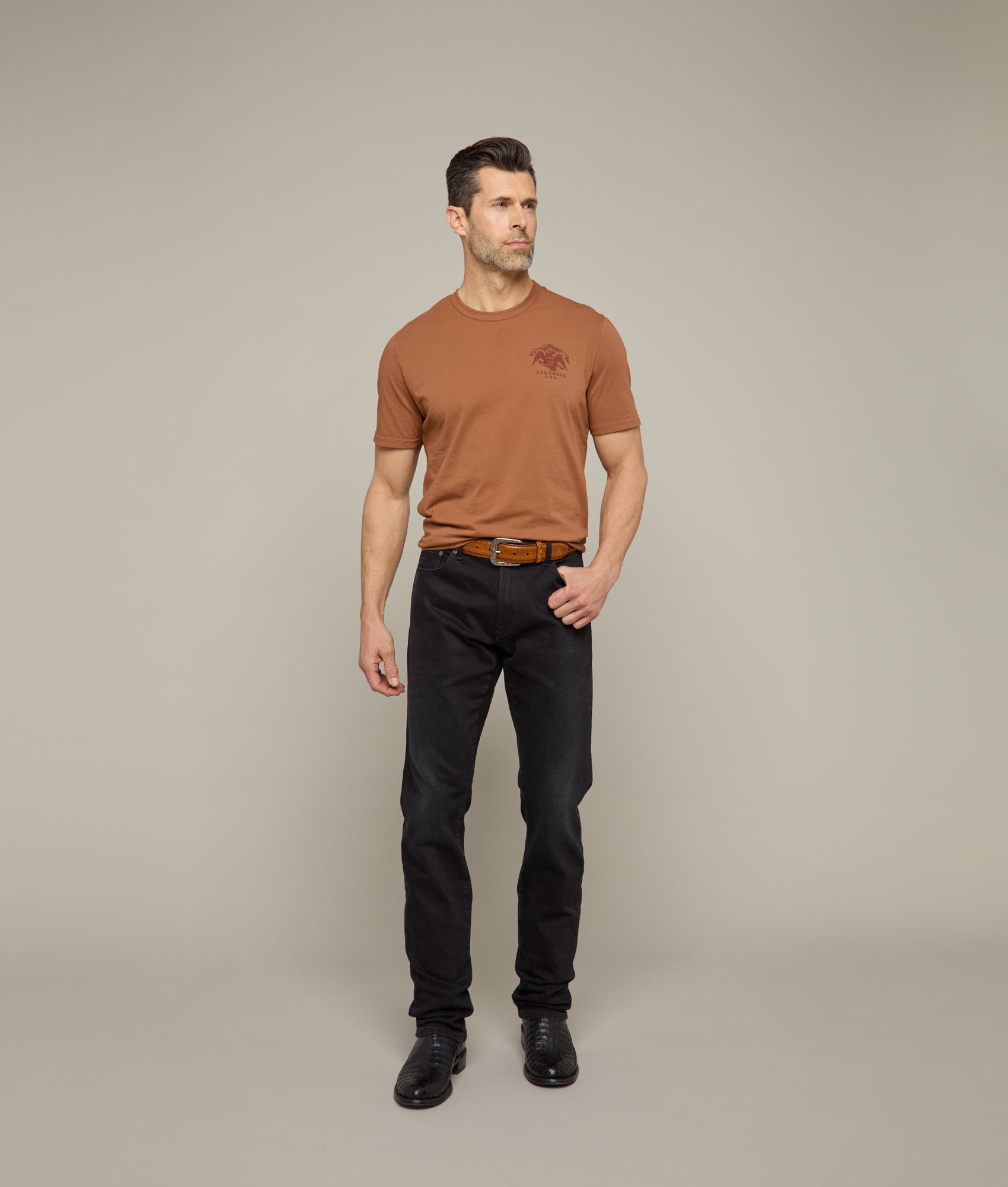 Eagle Stamp Tee :: Brown - Image 5