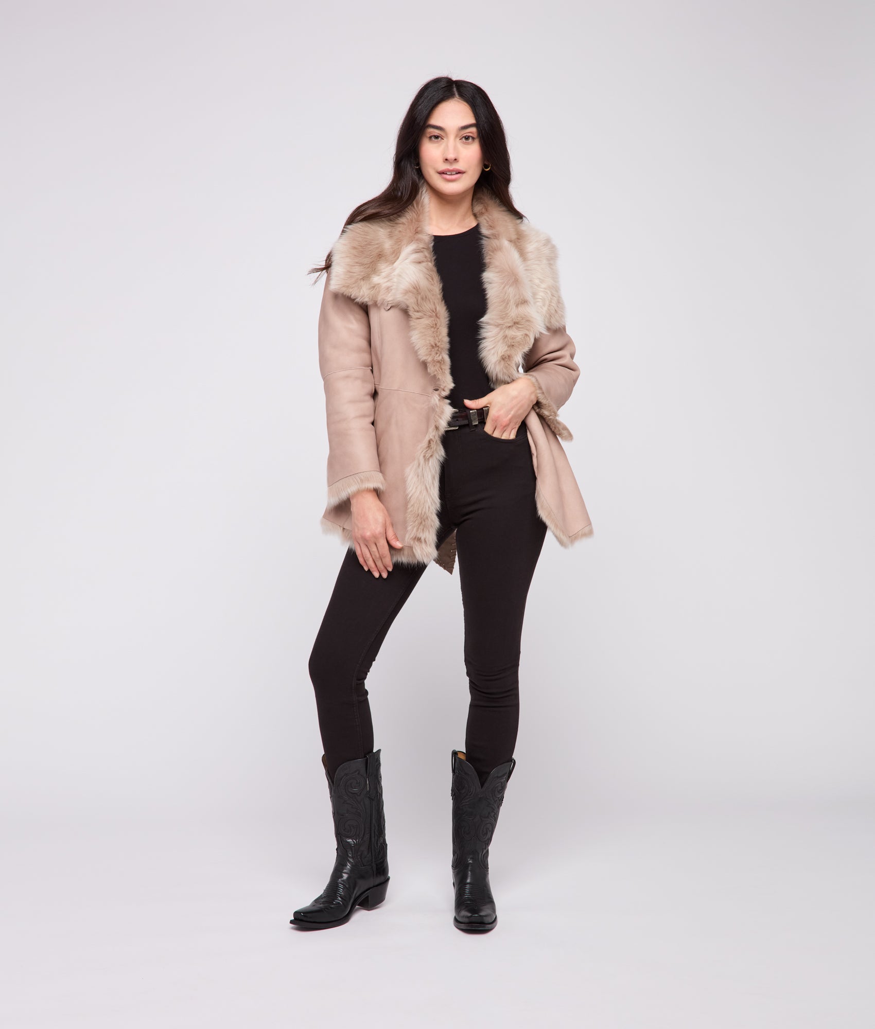 Skye Shearling Coat :: Grey - Image 16