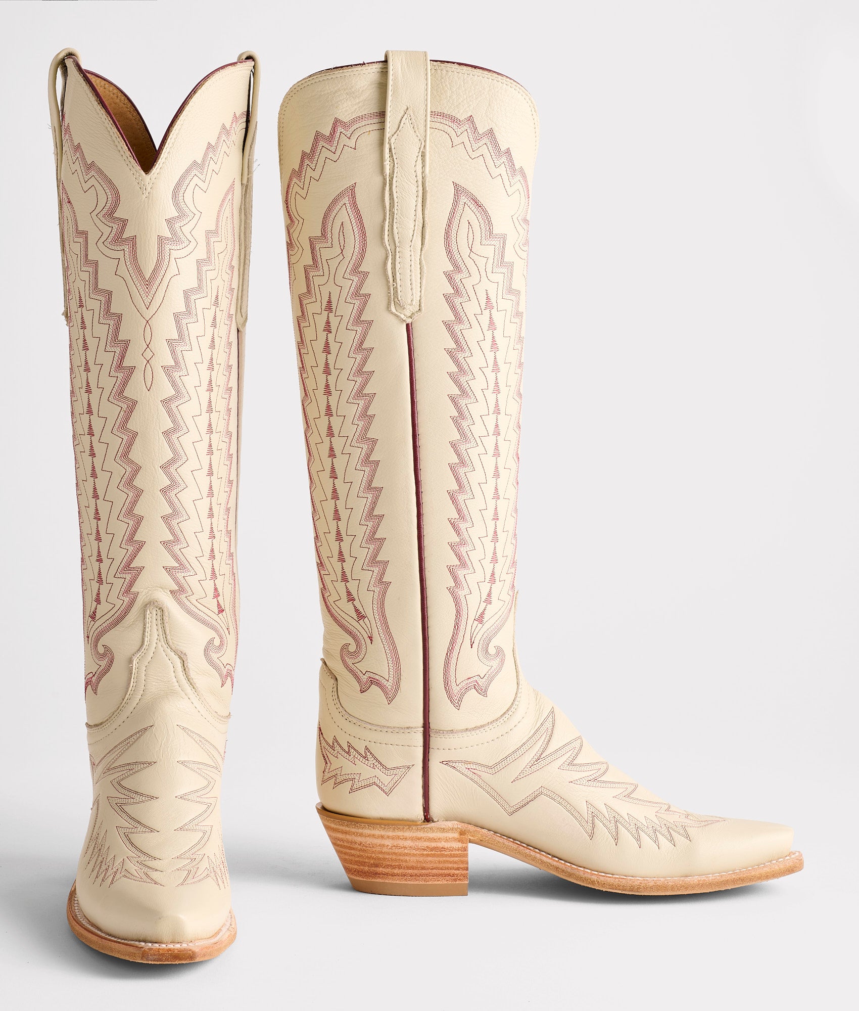 Priscilla :: Glitz Cream W/ Maroon Stitching - Image 2