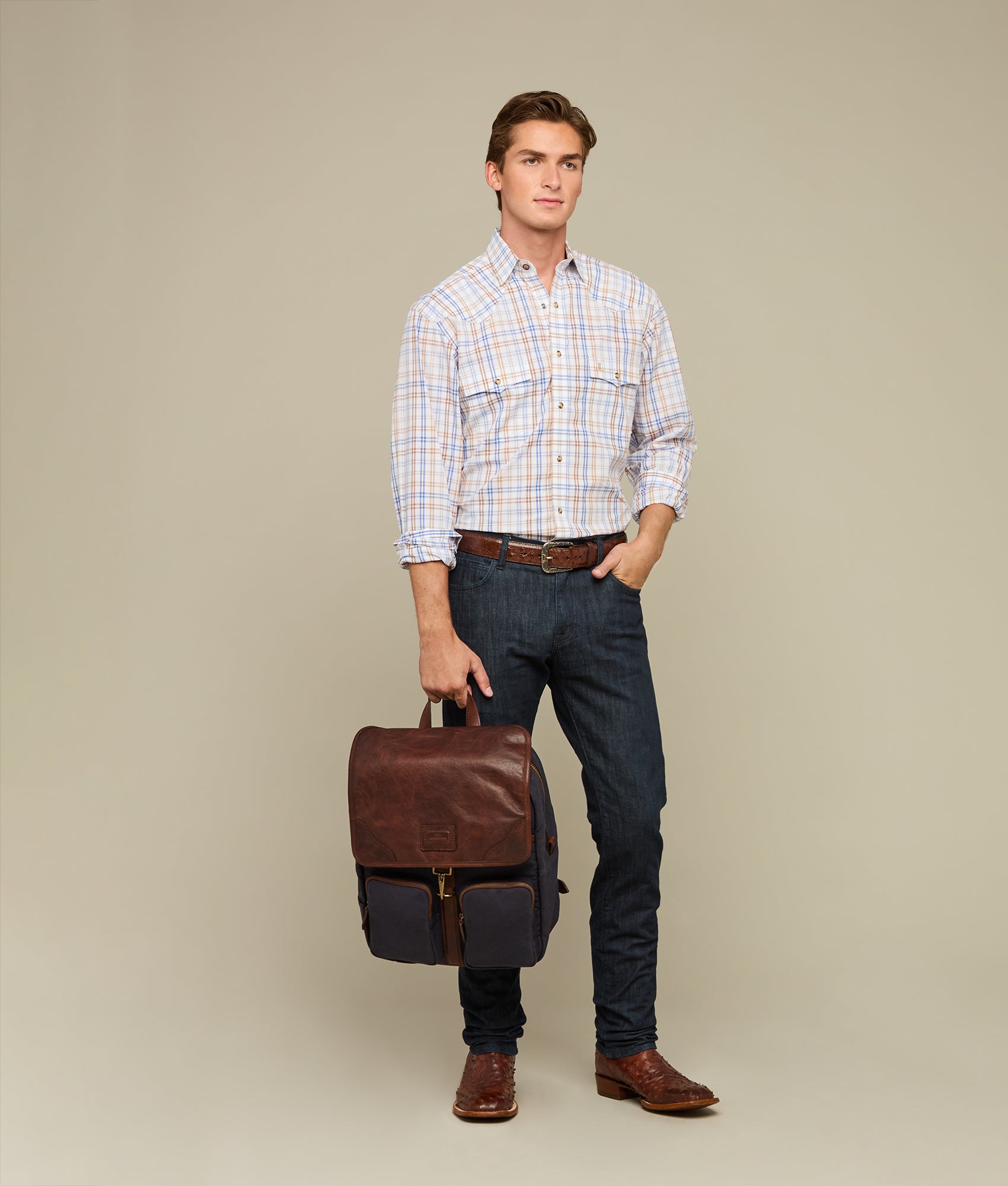 Everyday Waxed Canvas Backpack :: Navy - Image 3