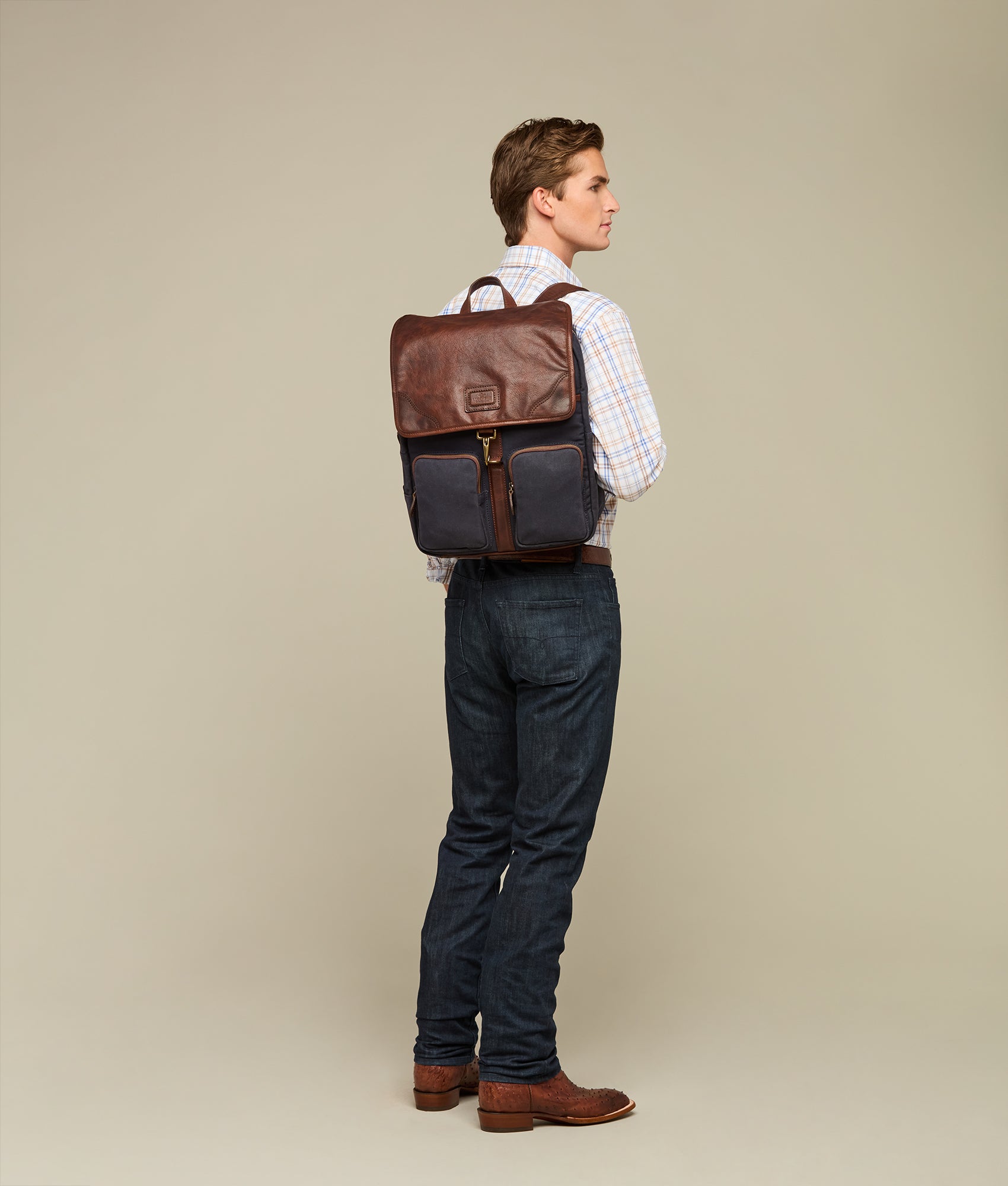 Everyday Waxed Canvas Backpack :: Navy - Image 2