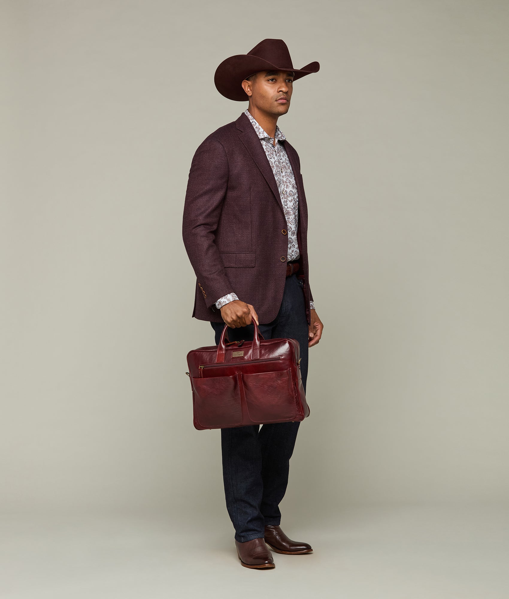 Cosimo Briefcase :: Burgundy - Image 3