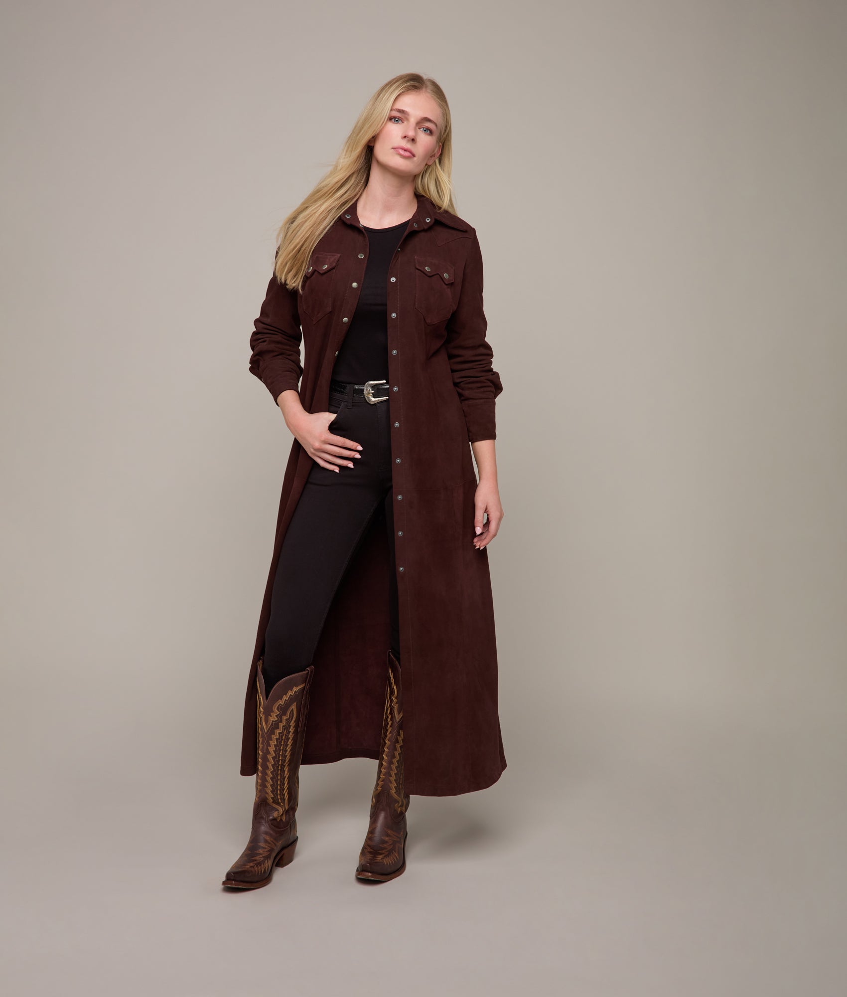 Delilah Suede Duster :: Chocolate - Image 2