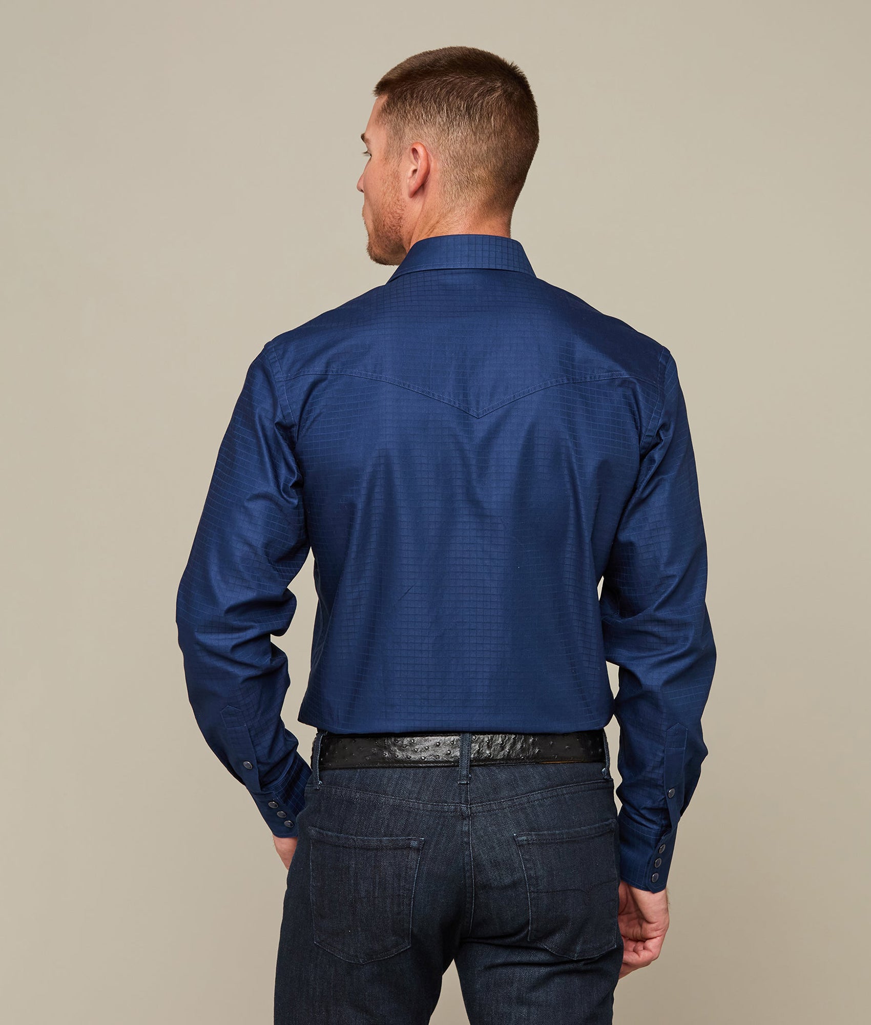 Square Dobby Shirt :: Navy - Image 4