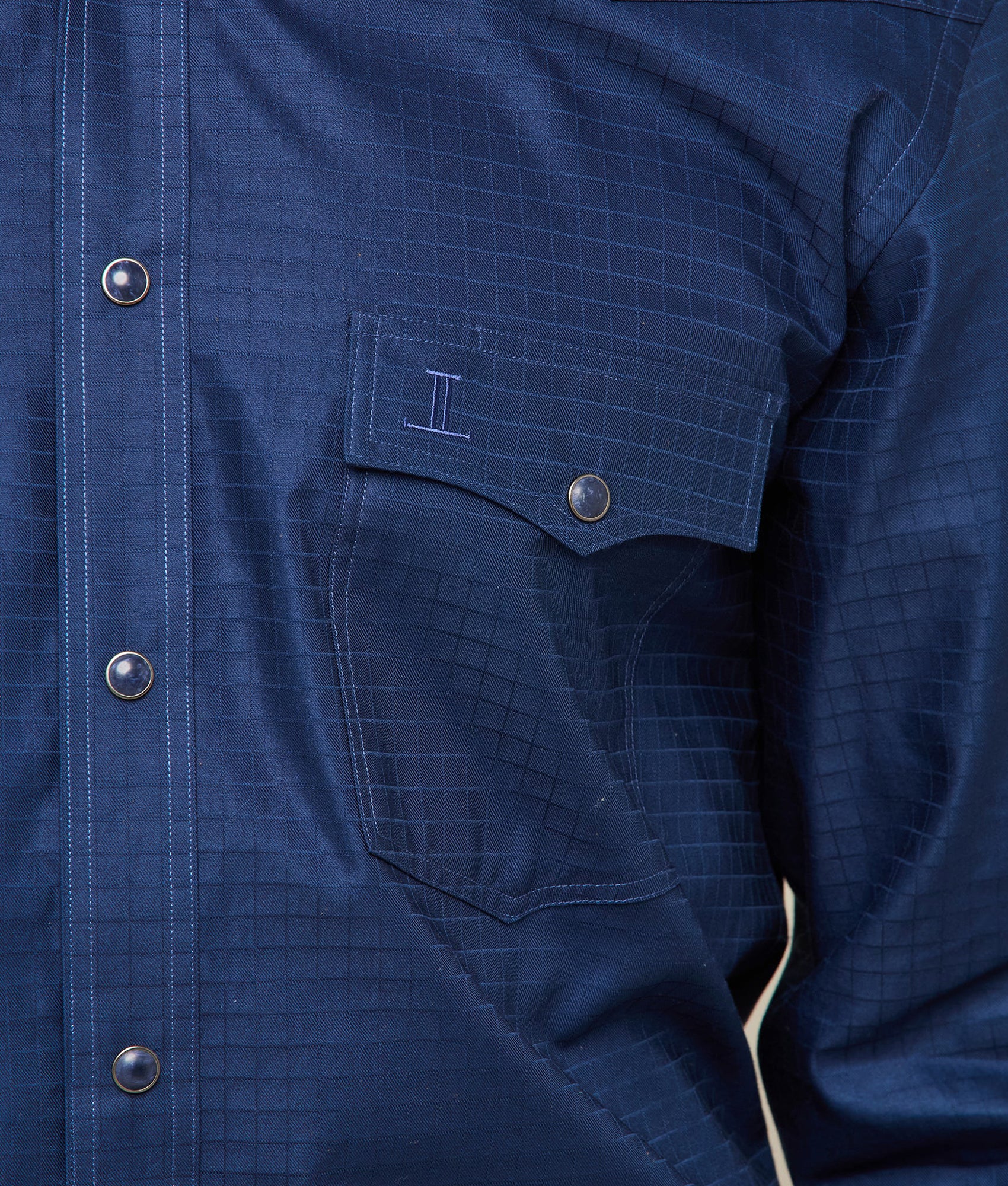 Square Dobby Shirt :: Navy - Image 2