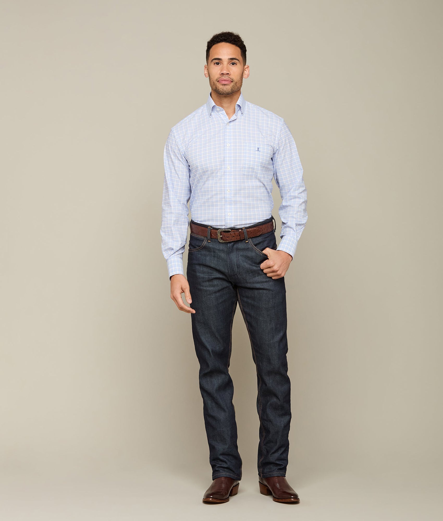 San Antonio :: White And Blue Graph Plaid - Image 4