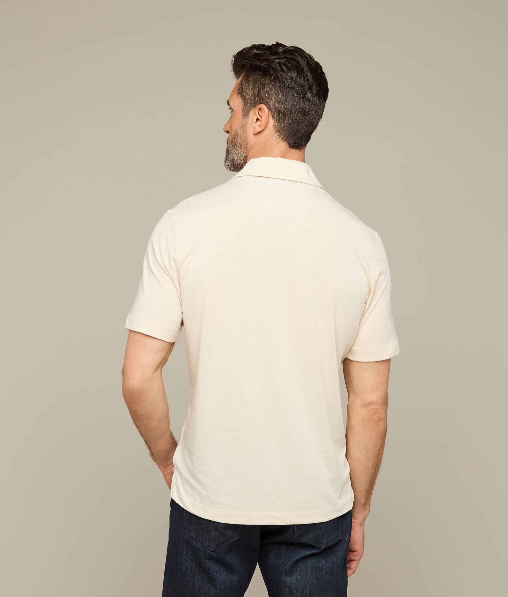Lucchese Pima Blend Polo :: Cream - Image 3