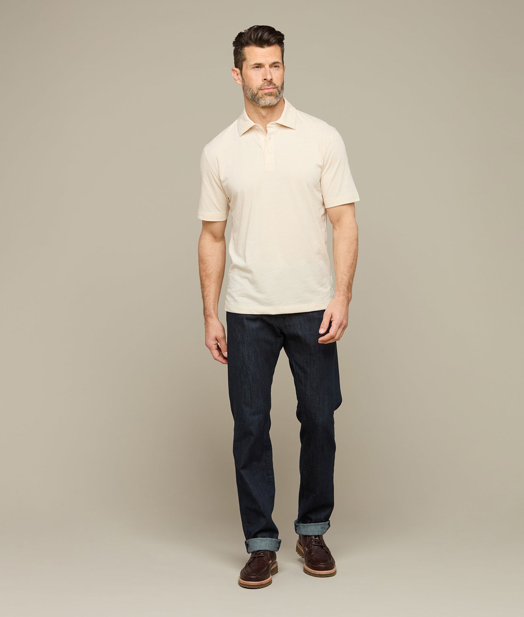 Lucchese Pima Blend Polo :: Cream - Image 4