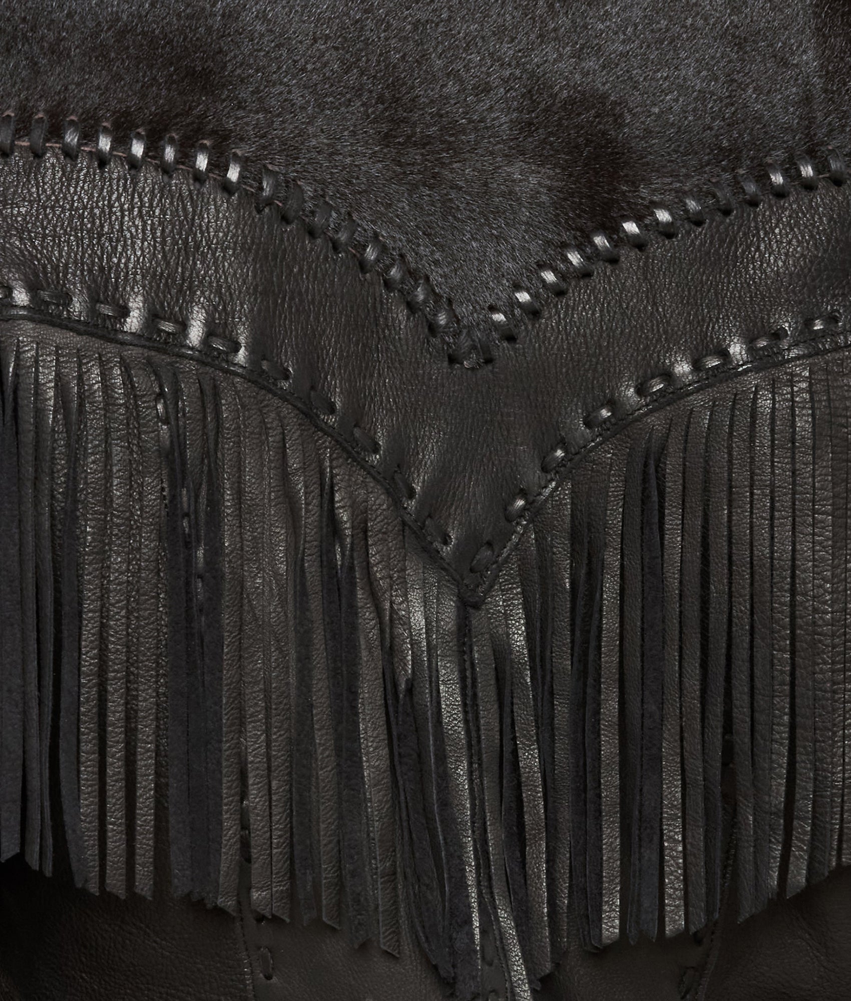 Hair-On Yoke Fringe Jacket :: Black - Image 9