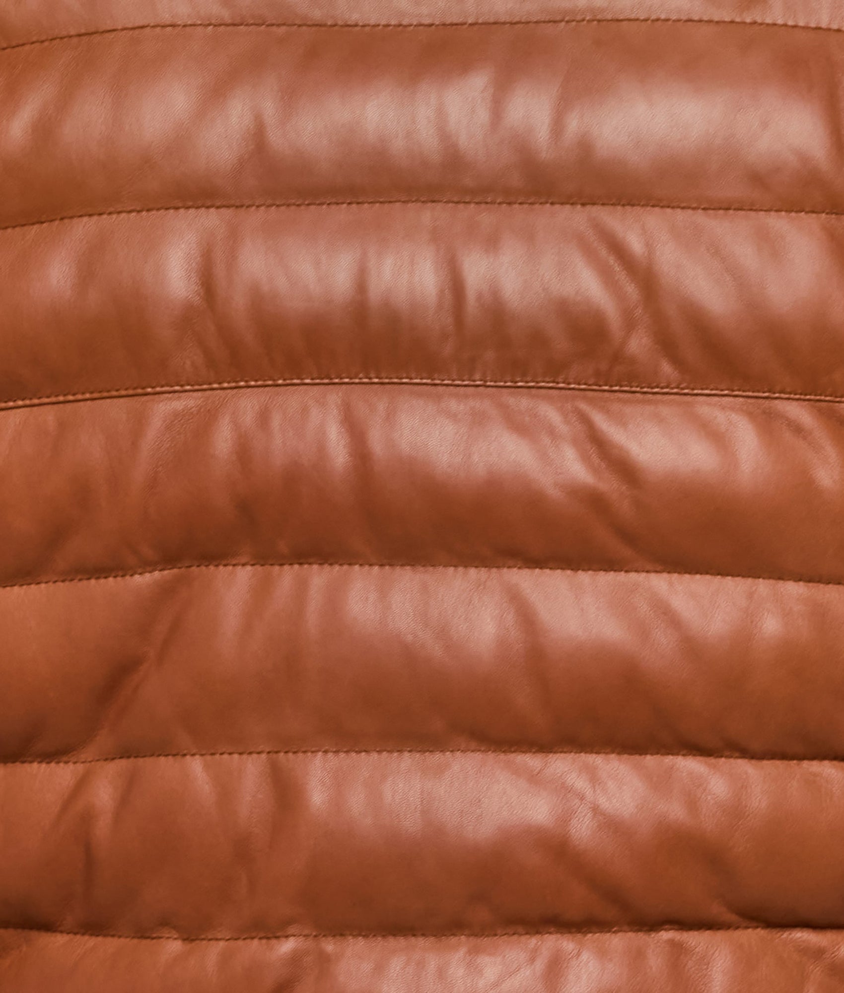 Men's Leather Puffer Vest :: Cognac - Image 11